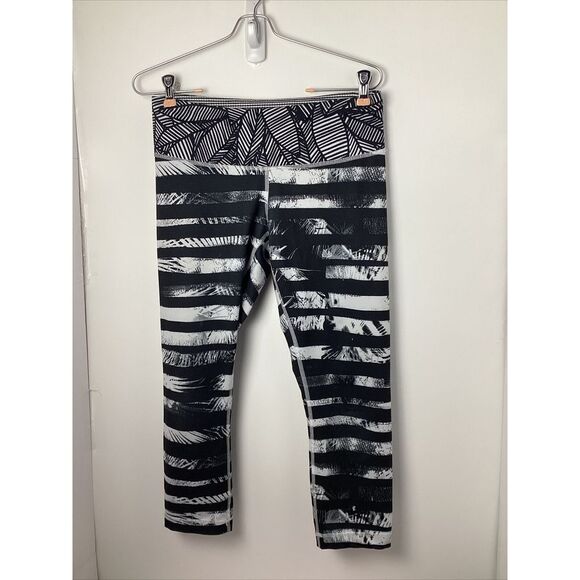 Lululemon Wunder Under Crop II Leggings Full-On Shady Palms Black White Sz 8 - Picture 1 of 6